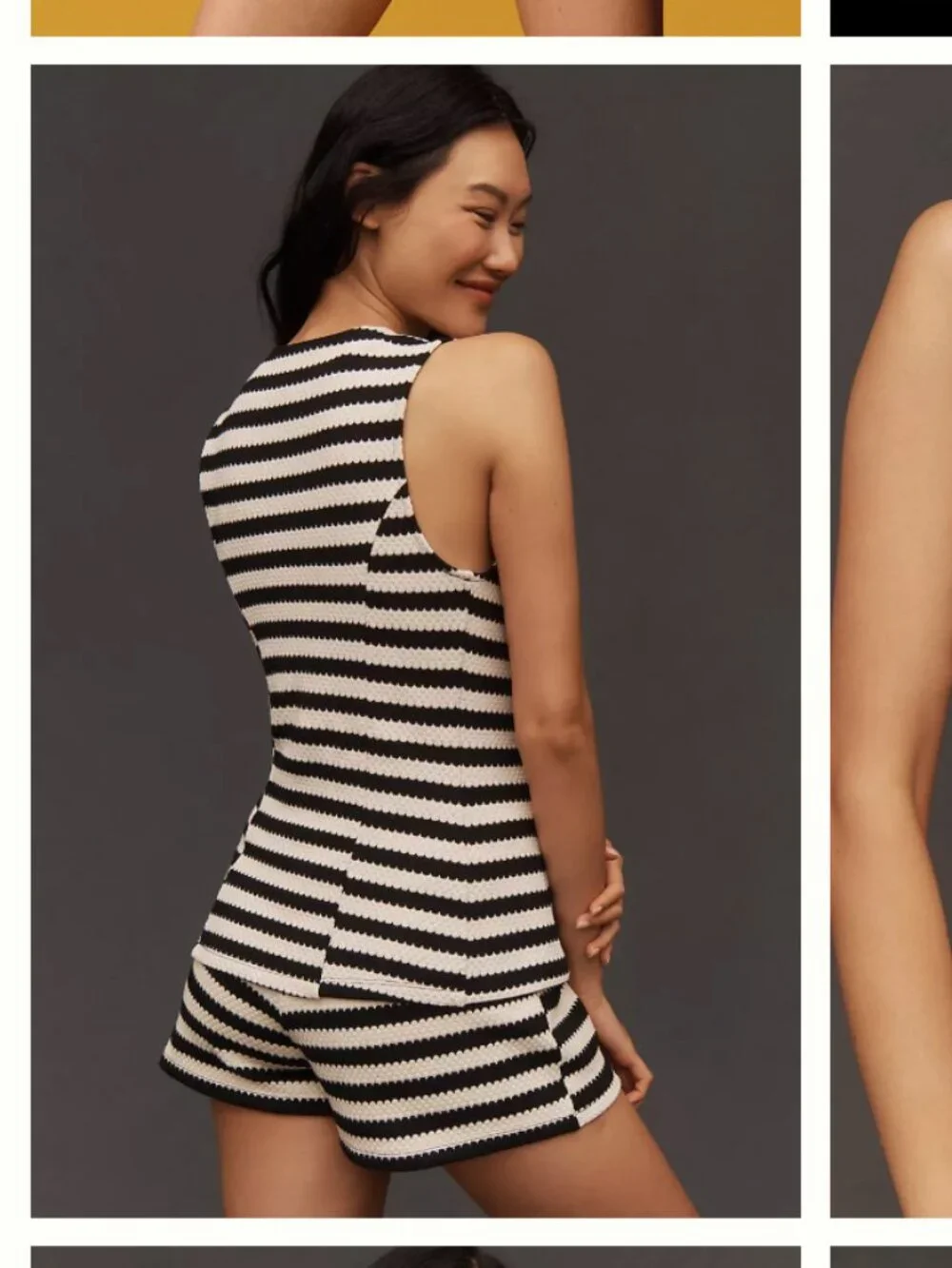 NWT Maeve Striped Button-Front Knit Tank Top - Black & Cream